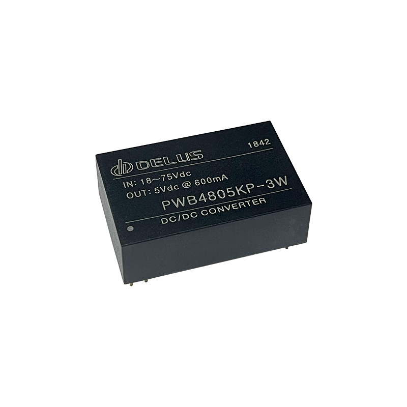 Front View of PWB4805KP-3W with Model Label, 3W DC/DC Converters, 18~75V input 5V output